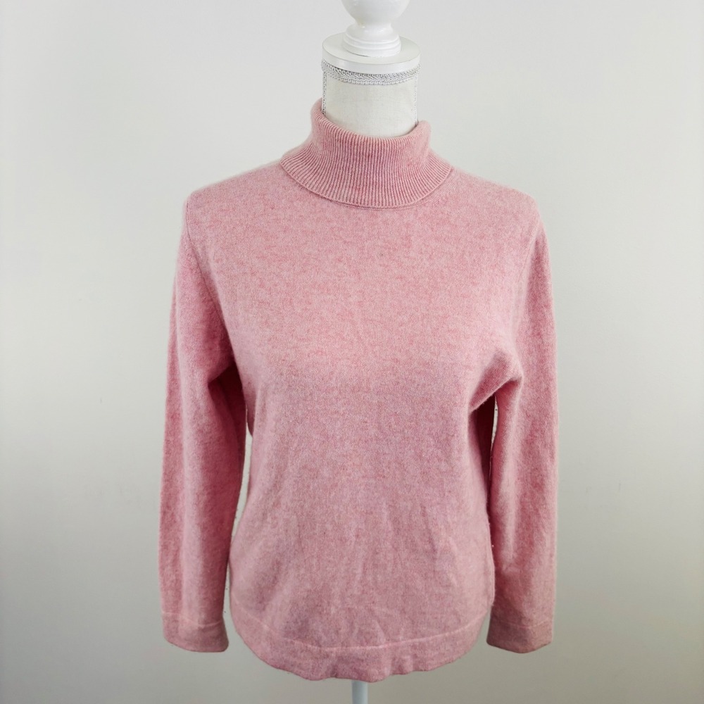 Olsen Pink 100% Cashmere Turtleneck Sweater Womens Size 8 Long Sleeve Knit